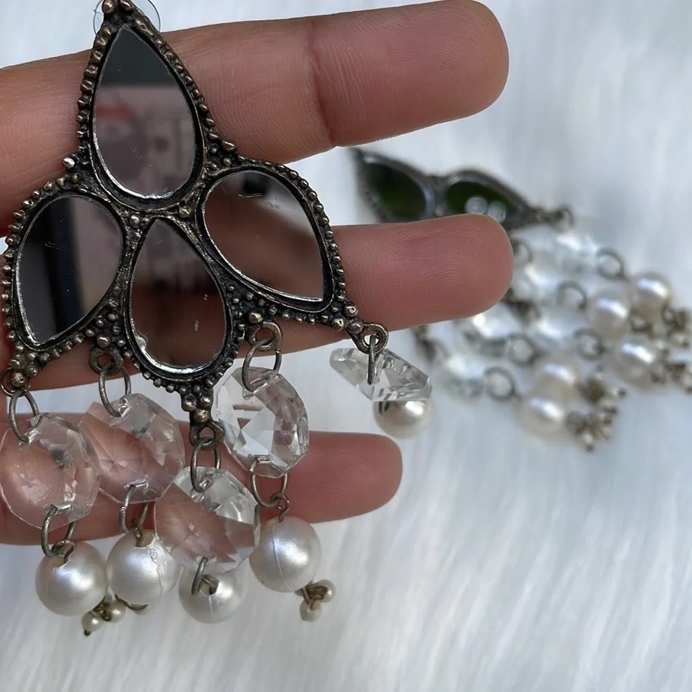 Beautiful mirror work earrings - Picture 7 of 10